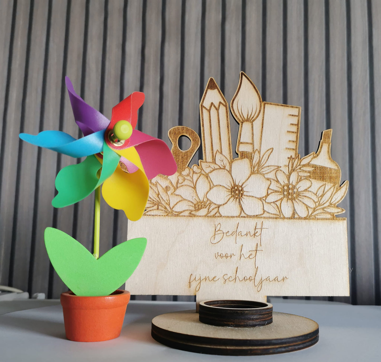 houten decoratiestuk met lasergravure