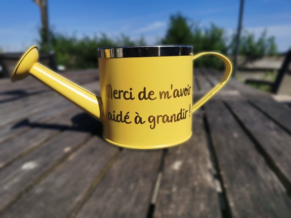 Gieter/Melkkan/Glazen pot Juf