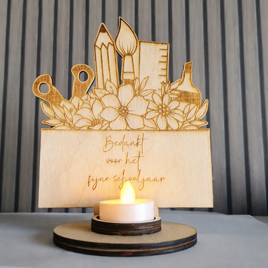 houten decoratiestuk met lasergravure