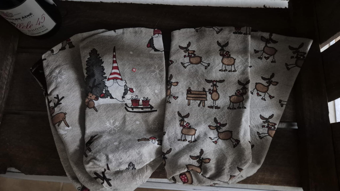 Wijnfles jasje met kerststof