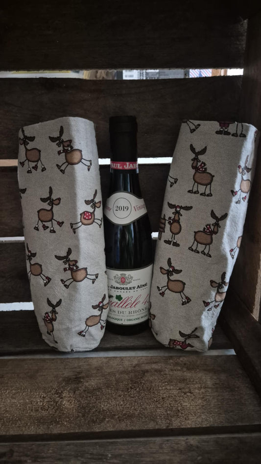 Wijnfles jasje met kerststof