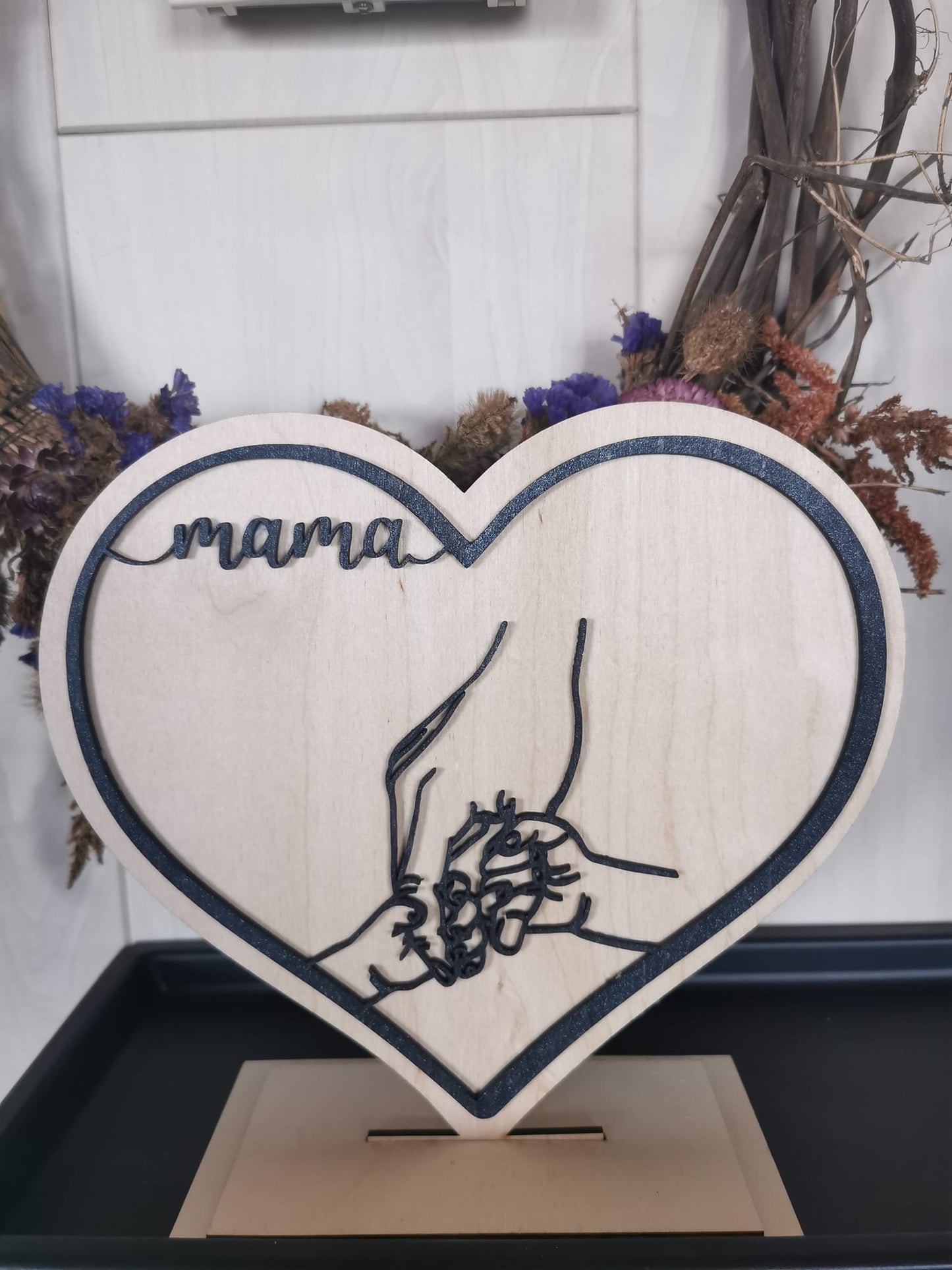 Houten hart “Mama”